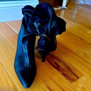 Black leather booties